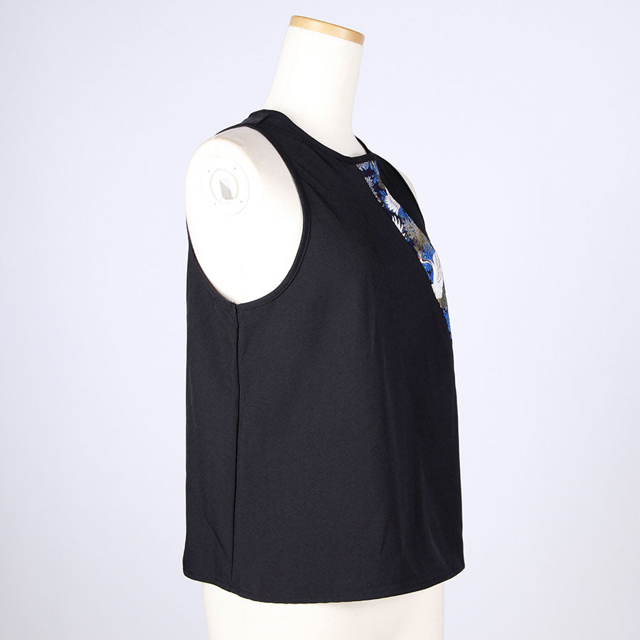 [One-of-a-kind item] TKg Crane and Chrysanthemum flower, Fabric Tank Top