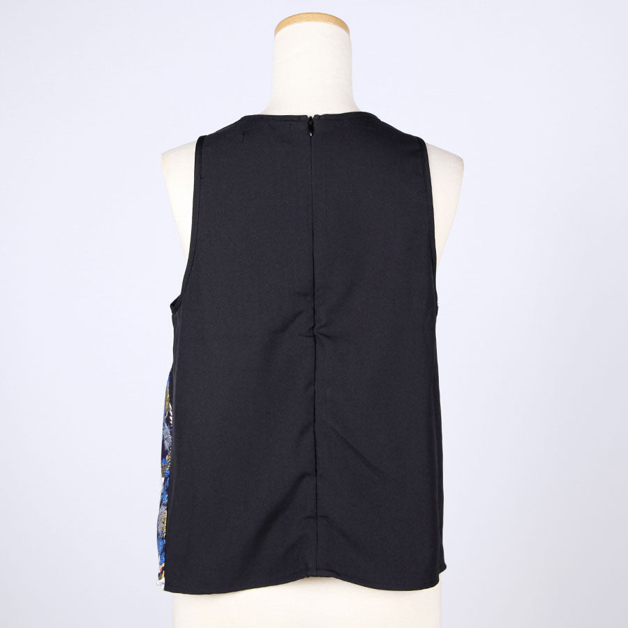 [One-of-a-kind item] TKg Crane and Chrysanthemum flower, Fabric Tank Top