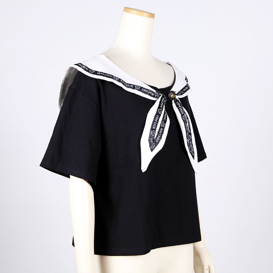 MINT NeKO セーラーカラーカットソー BK