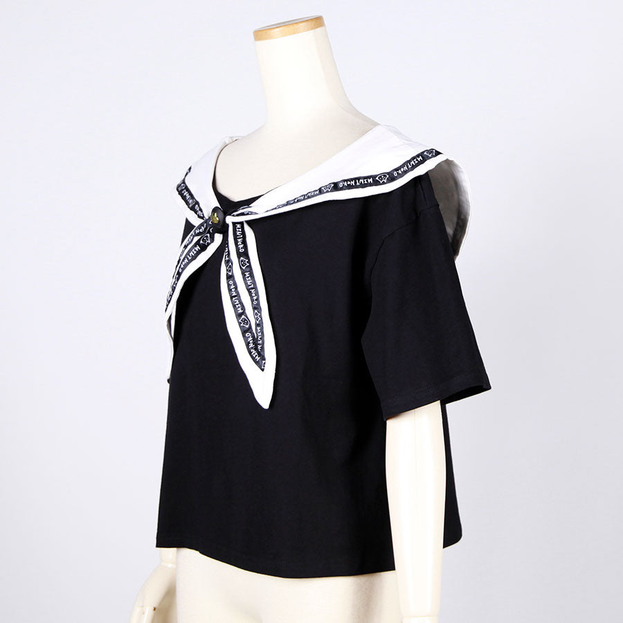 MINT NeKO セーラーカラーカットソー BK