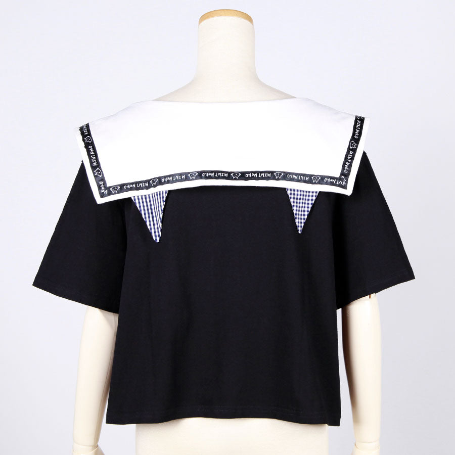 MINT NeKO セーラーカラーカットソー BK