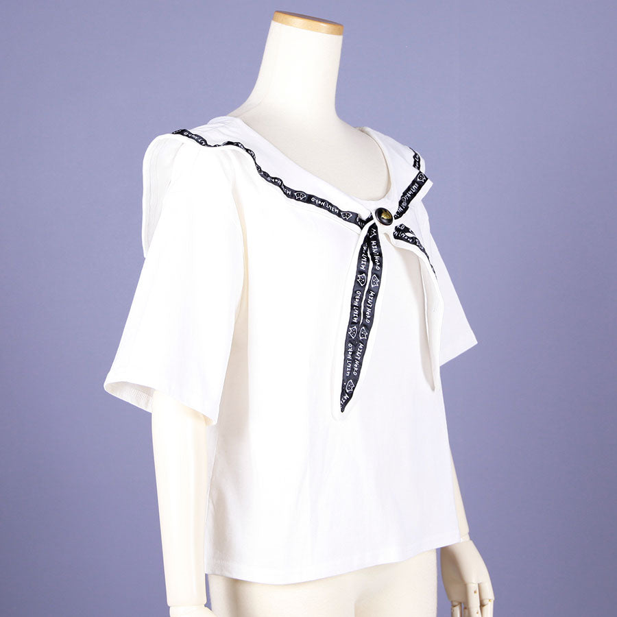 MINT NeKO セーラーカラーカットソー WH