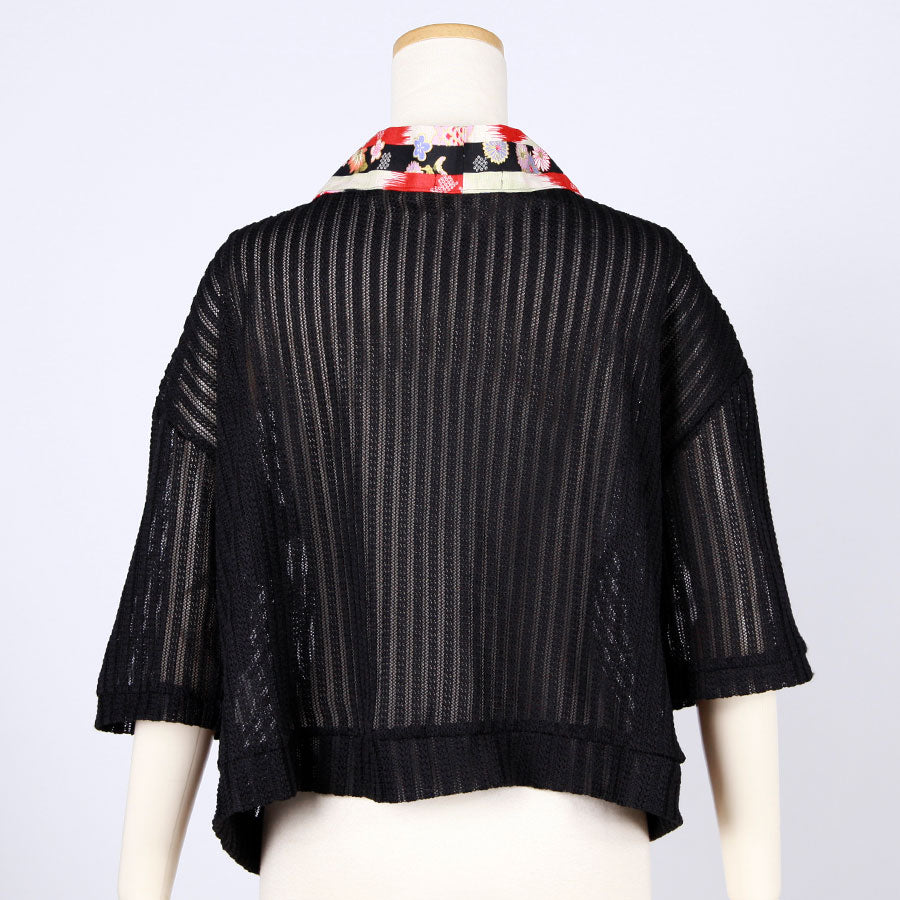 [One-of-a-kind item] TKg Vertical Stripes Japanese Pattern Haori with String Ties