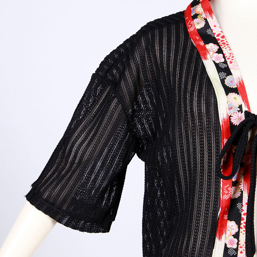 [One-of-a-kind item] TKg Vertical Stripes Japanese Pattern Haori with String Ties