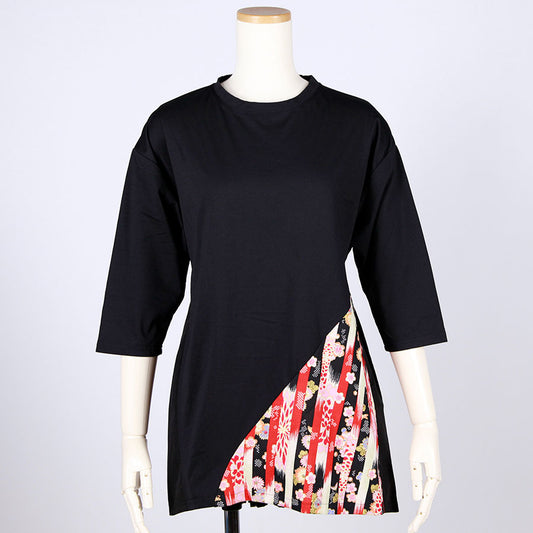 [One-of-a-kind item] TKg Vertical Stripes Japanese Pattern Long-length Top