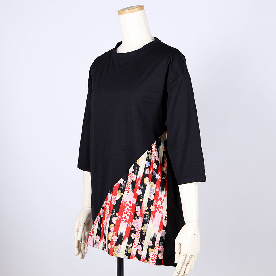 [One-of-a-kind item] TKg Vertical Stripes Japanese Pattern Long-length Top