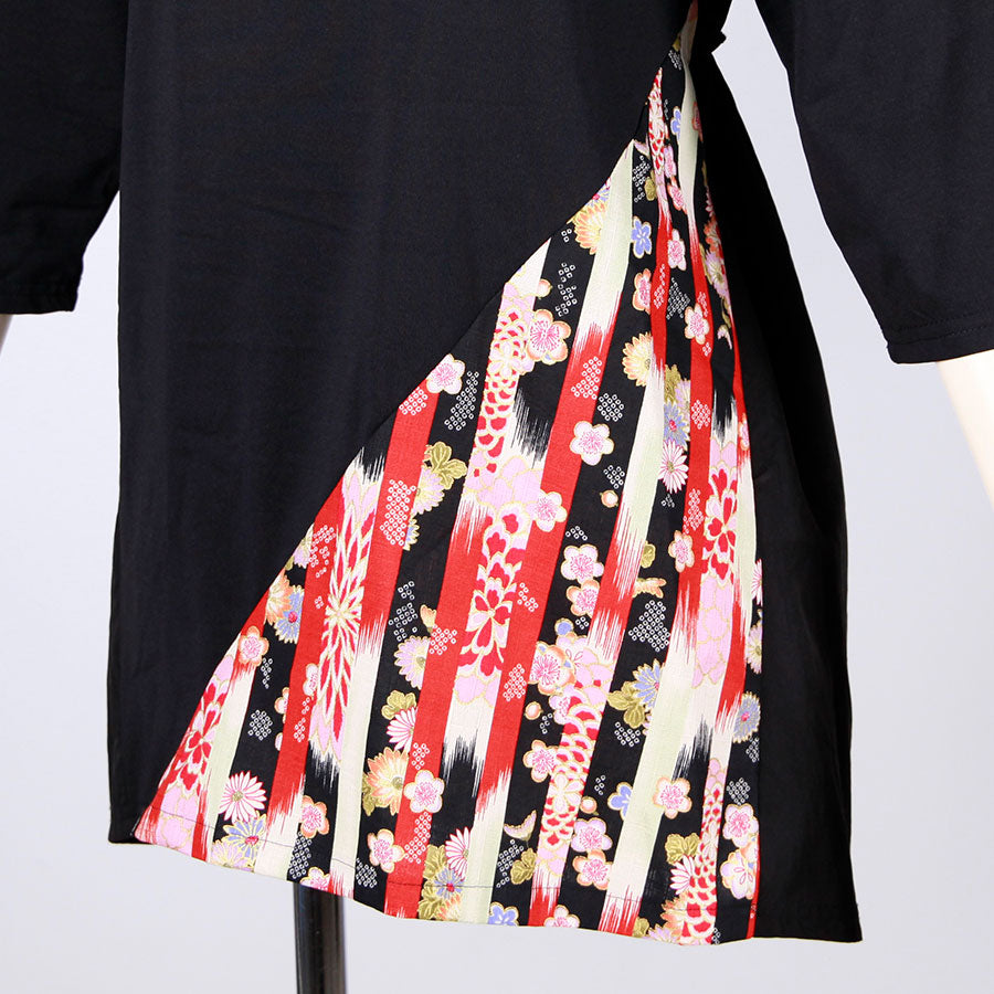 [One-of-a-kind item] TKg Vertical Stripes Japanese Pattern Long-length Top