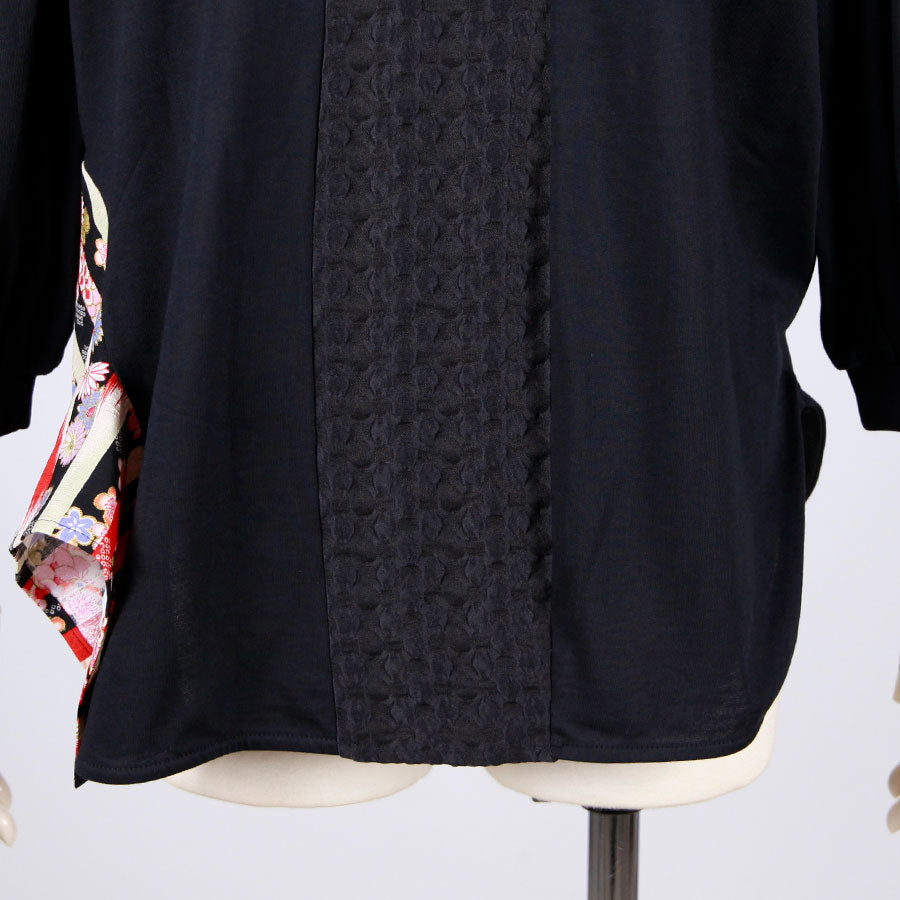 [One-of-a-kind item] TKg Vertical Stripes Japanese Pattern Lantern Sleeve Top