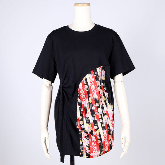 [One-of-a-kind item] TKg Vertical Stripes Japanese pattern Slit Top