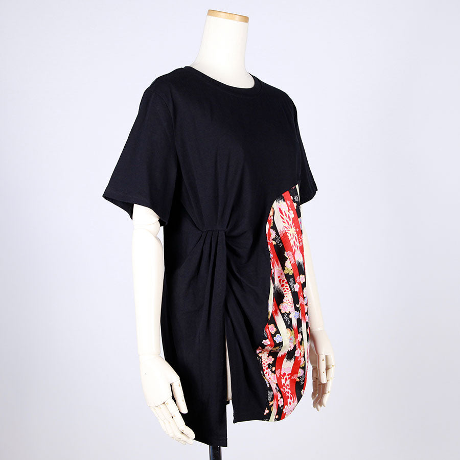 [One-of-a-kind item] TKg Vertical Stripes Japanese pattern Slit Top