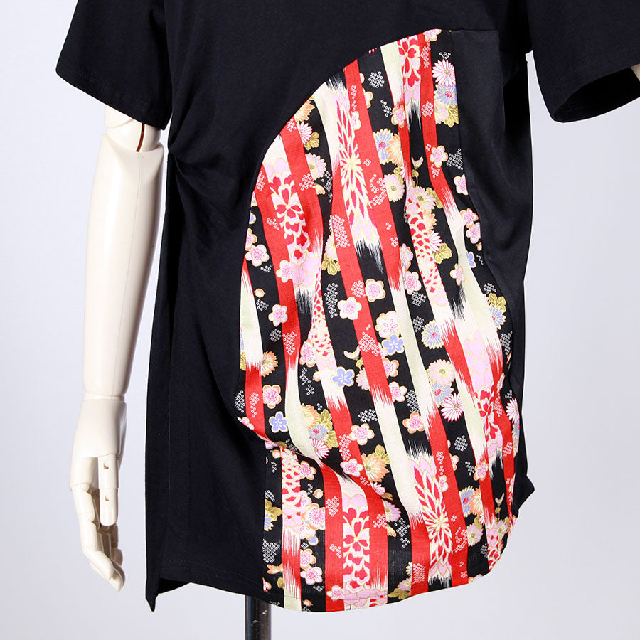 [One-of-a-kind item] TKg Vertical Stripes Japanese pattern Slit Top
