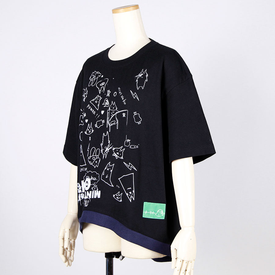 MINT NeKO ハンドプリントネコミミカットソー A