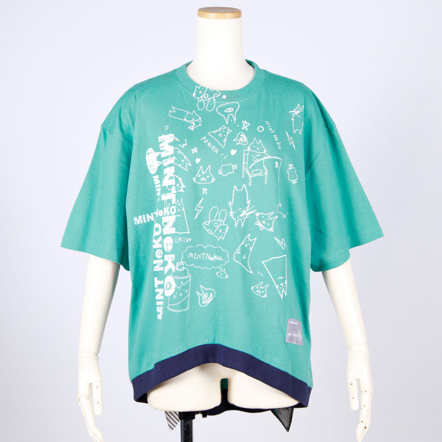 MINT NeKO ハンドプリントネコミミカットソー C