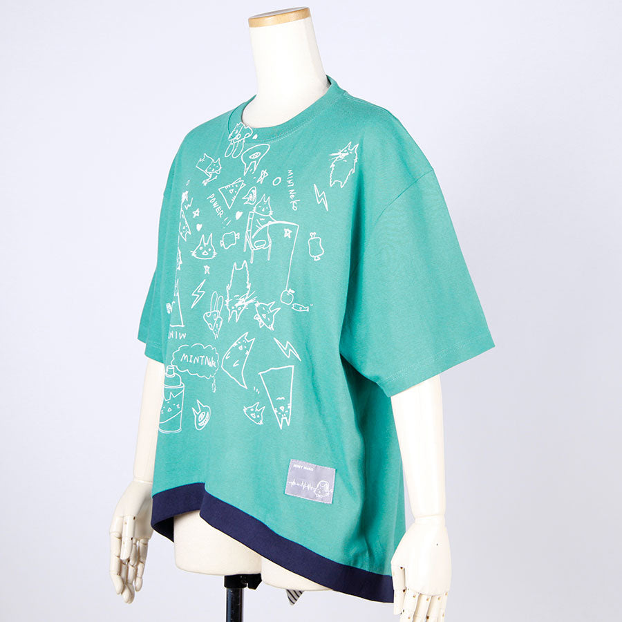 MINT NeKO ハンドプリントネコミミカットソー C