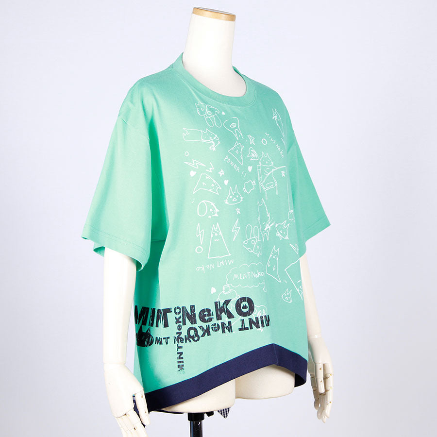 MINT NeKO ハンドプリントネコミミカットソー D
