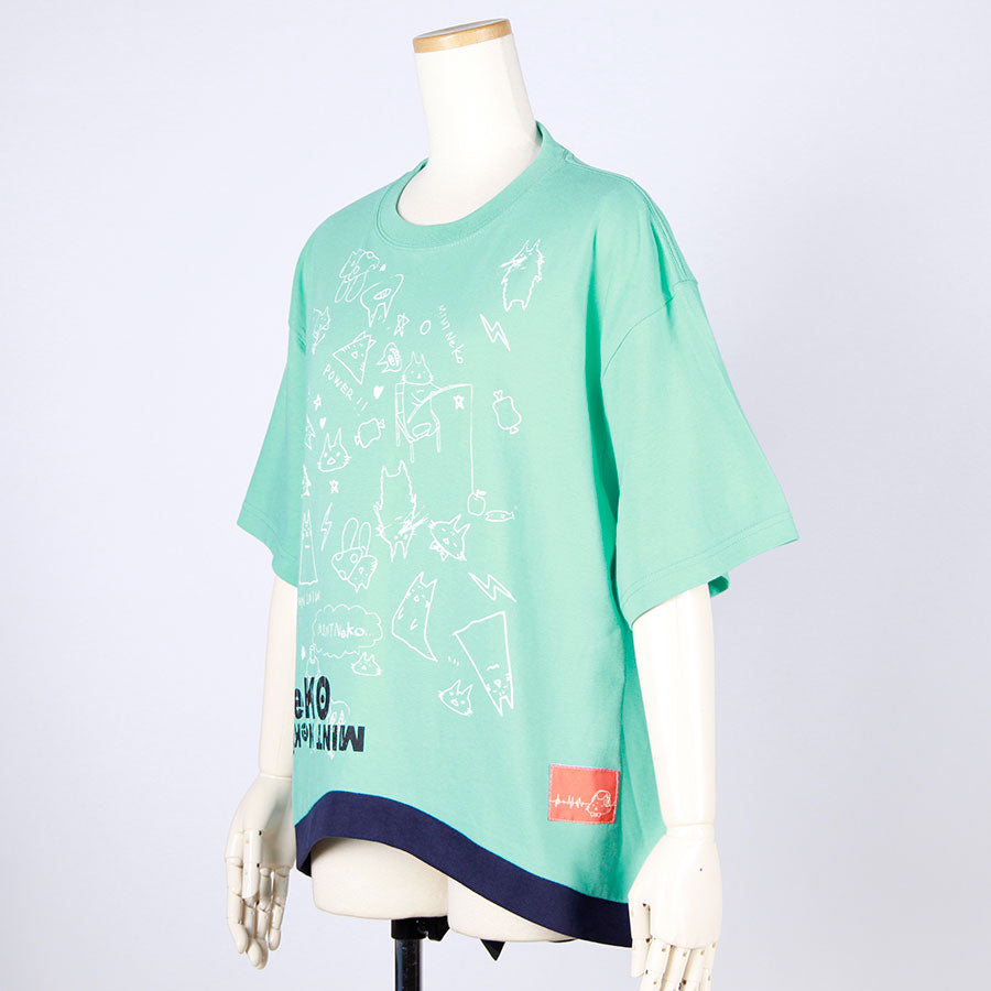 MINT NeKO ハンドプリントネコミミカットソー D