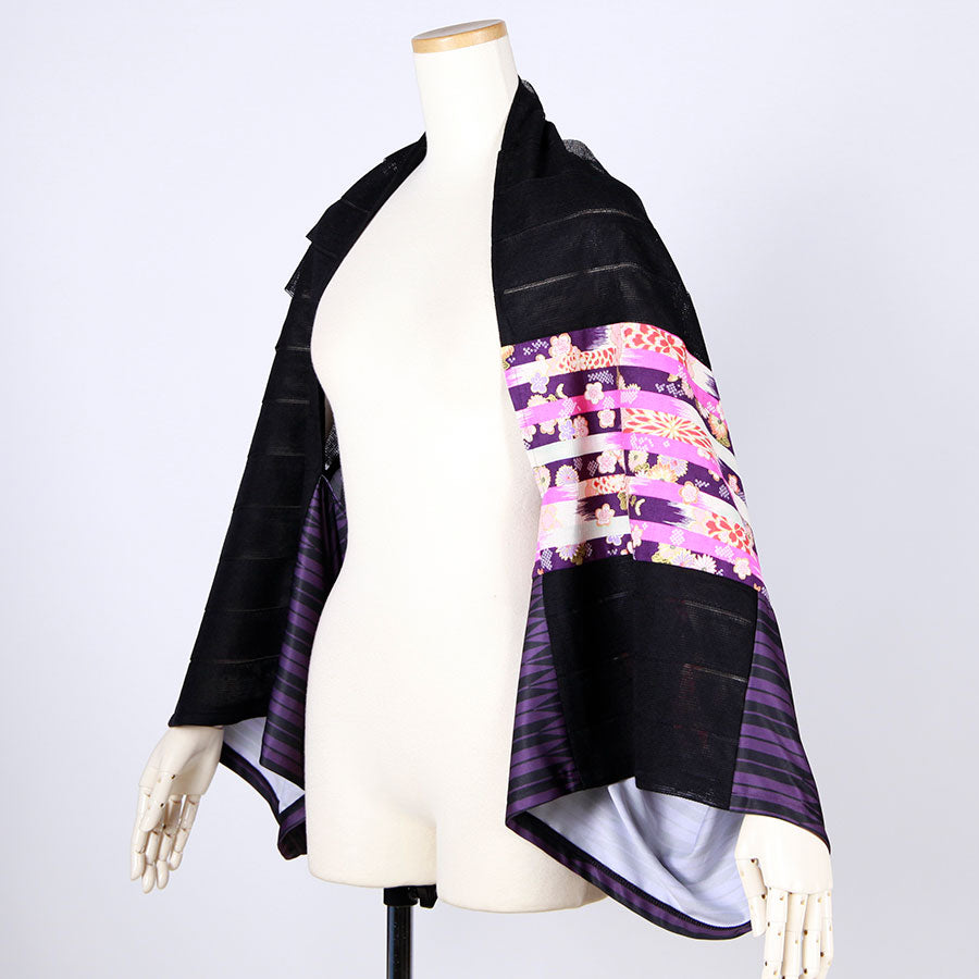 [One-of-a-kind item] TKg Vertical Stripes Japanese Pattern Cylindrical Haori