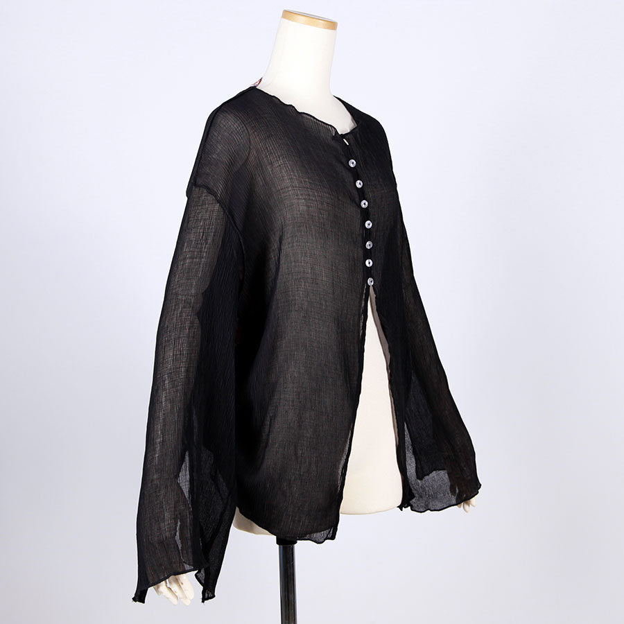 [One-of-a-kind item] TKg Vertical Stripes Japanese Pattern Crepe Haori