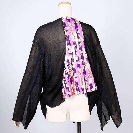 [One-of-a-kind item] TKg Vertical Stripes Japanese Pattern Crepe Haori