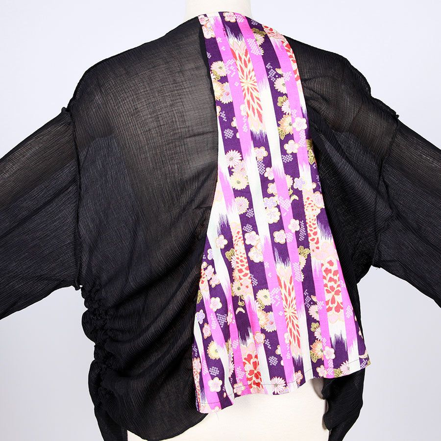 [One-of-a-kind item] TKg Vertical Stripes Japanese Pattern Crepe Haori