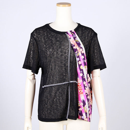 [One-of-a-kind item] TKg Vertical Stripes Japanese Pattern Cross Top