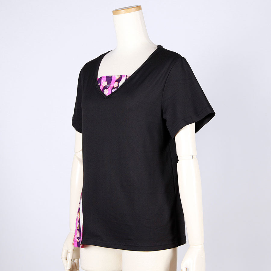 [One-of-a-kind item] TKg Vertical Striped Japanese Pattern V-neck Top