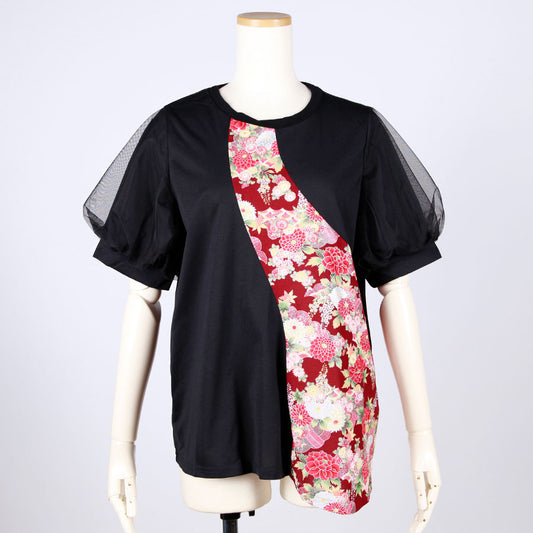 [One-of-a-kind] TKg Autumn Flower Japanese Pattern 2-Sleeve Top
