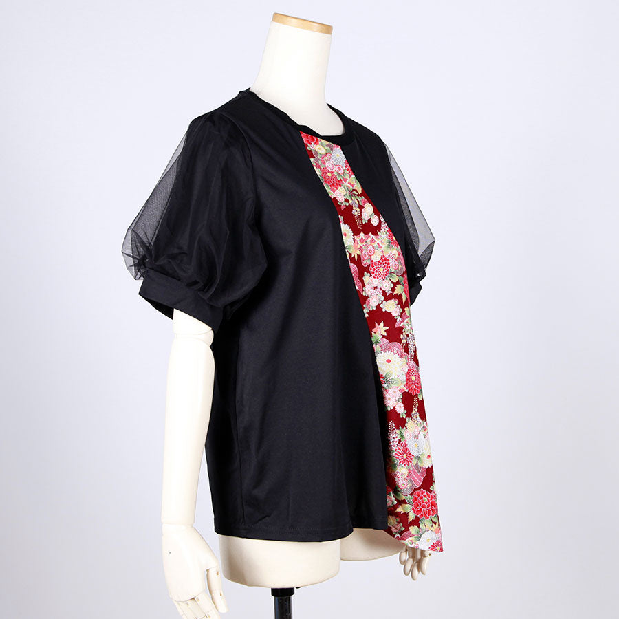 [One-of-a-kind] TKg Autumn Flower Japanese Pattern 2-Sleeve Top