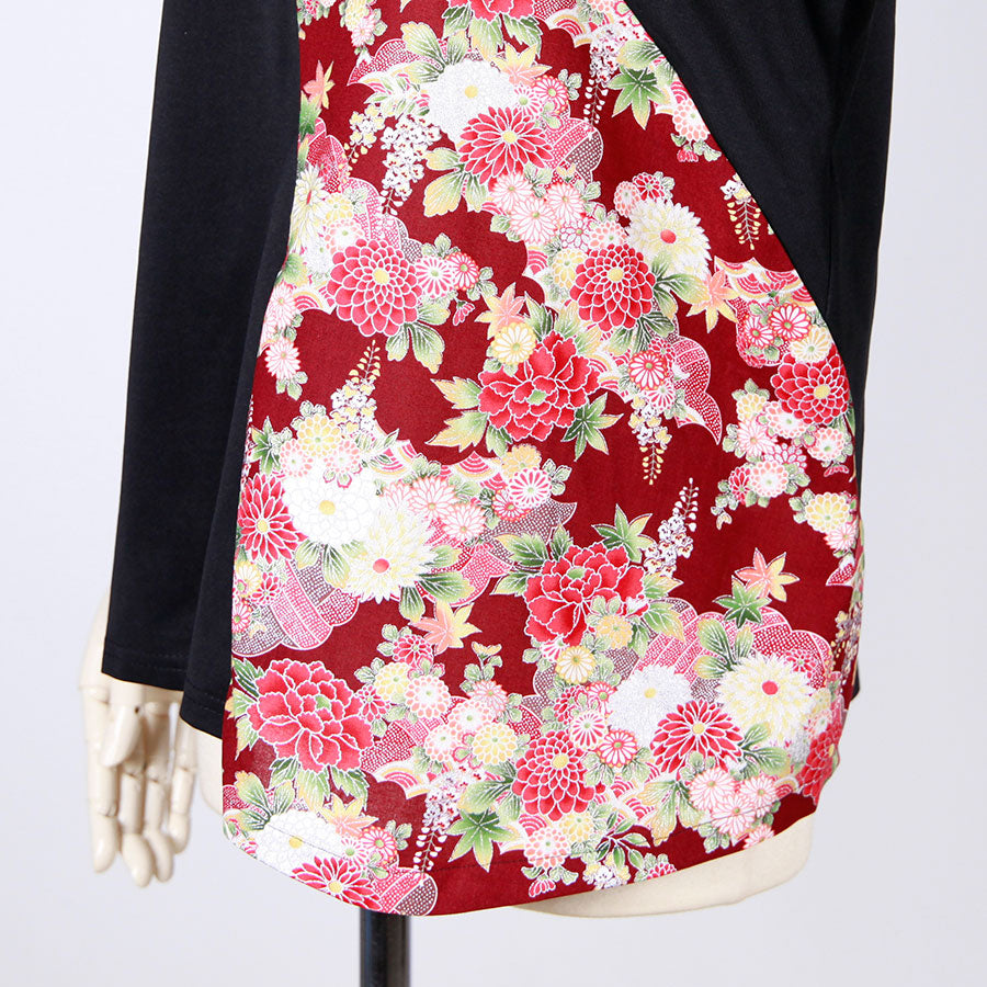 [One-of-a-kind] TKg Autumn Flower Japanese Pattern 2-Sleeve Top
