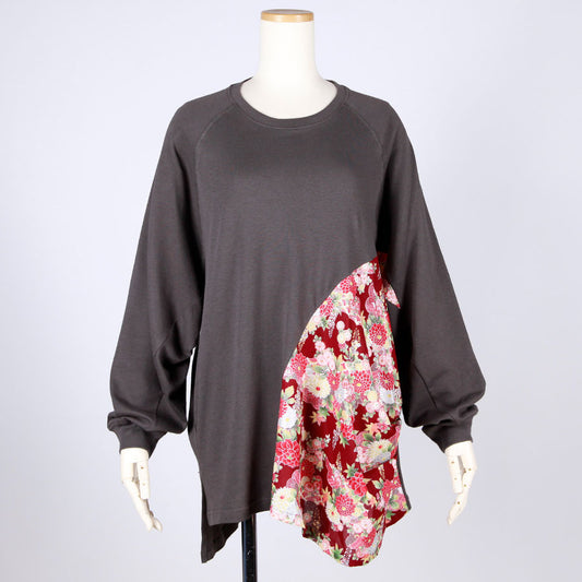 [One-of-a-kind item] TKg Japanese autumn flower pattern loose long sleeve top