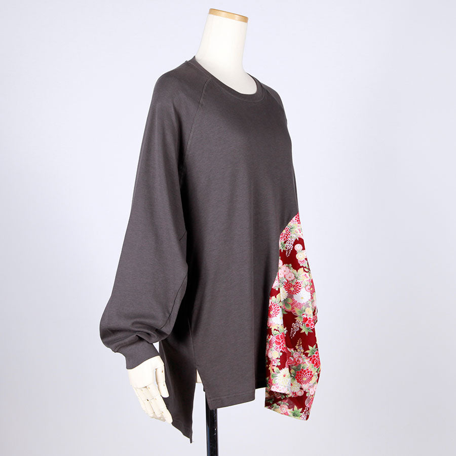 [One-of-a-kind item] TKg Japanese autumn flower pattern loose long sleeve top