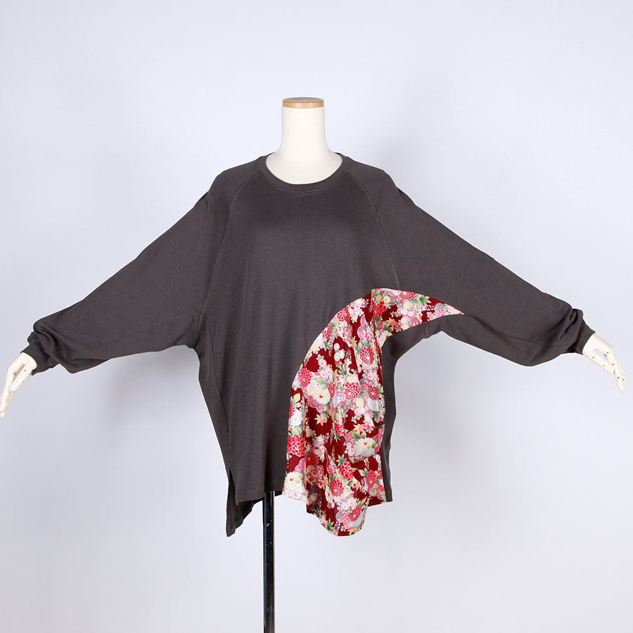 [One-of-a-kind item] TKg Japanese autumn flower pattern loose long sleeve top
