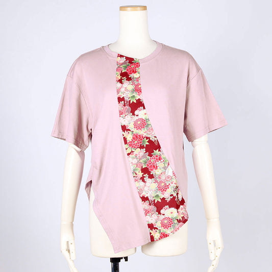 [One-of-a-kind] TKg Autumn Flower Japanese Pattern Peach Purple Top