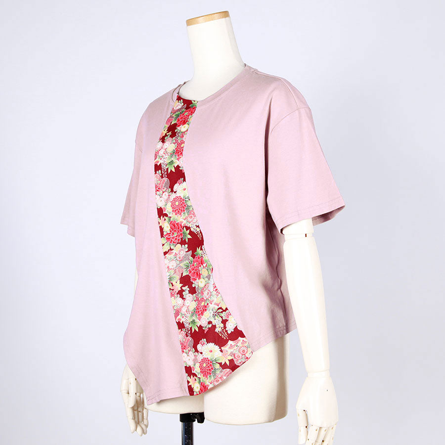 [One-of-a-kind] TKg Autumn Flower Japanese Pattern Peach Purple Top
