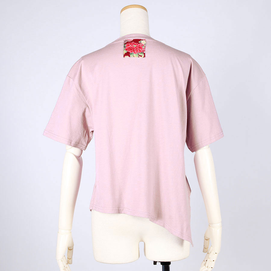 [One-of-a-kind] TKg Autumn Flower Japanese Pattern Peach Purple Top