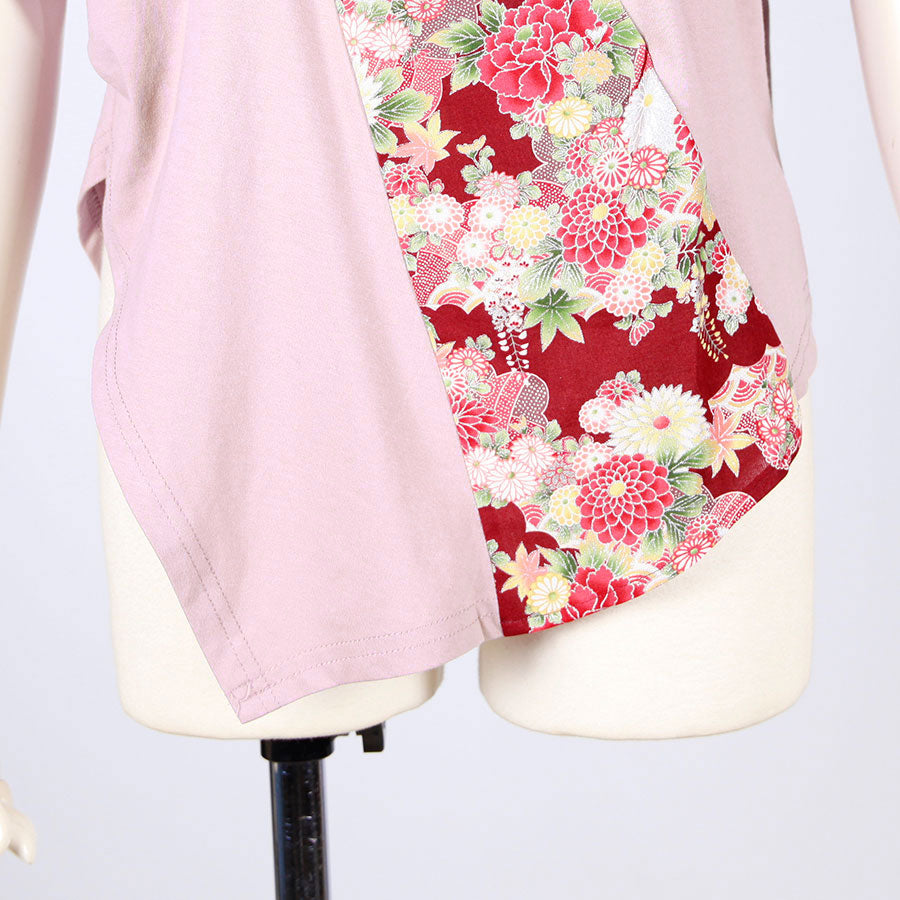 [One-of-a-kind] TKg Autumn Flower Japanese Pattern Peach Purple Top