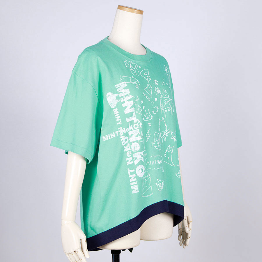 MINT NeKO ハンドプリントネコミミカットソー G
