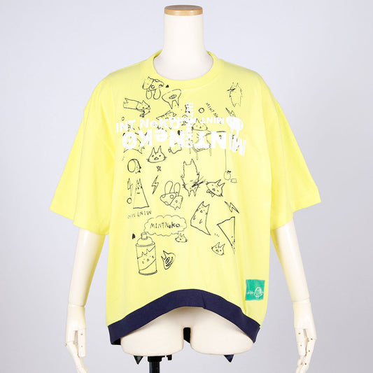 MINT NeKO ハンドプリントネコミミカットソー F