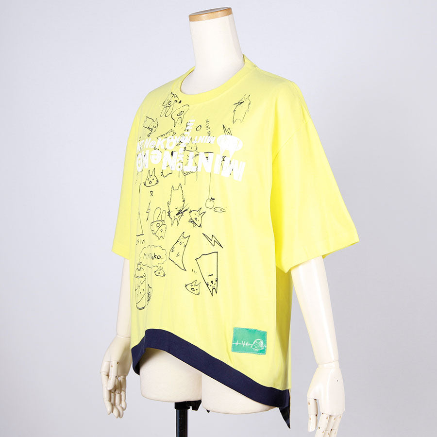 MINT NeKO ハンドプリントネコミミカットソー F