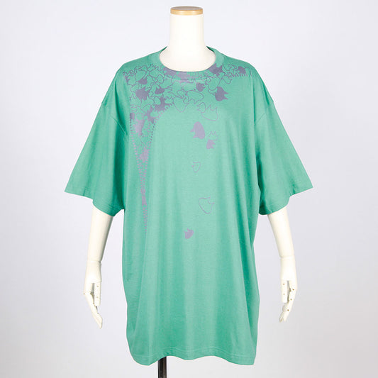 MINT NeKO Zipper Print Big T-Shirt / GRN