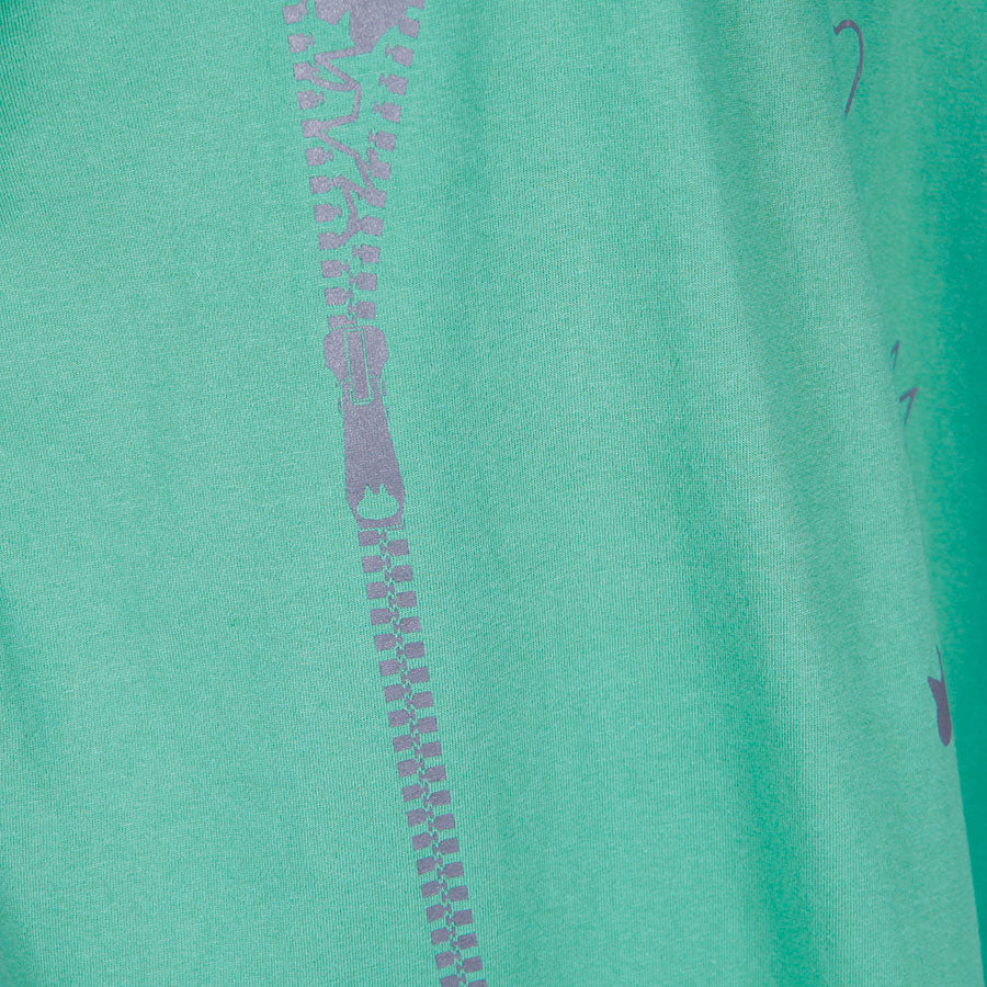 MINT NeKO Zipper Print Big T-Shirt / GRN