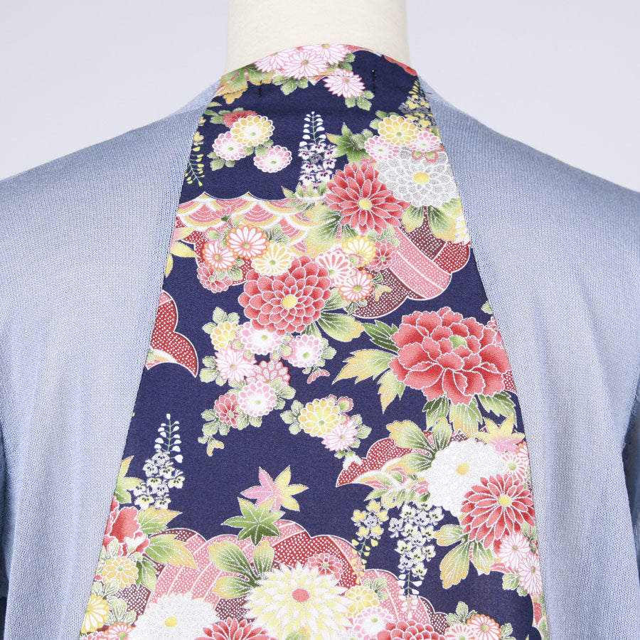 [One-of-a-kind item] TKg Autumn Flower Japanese Pattern Light Blue Cardigan