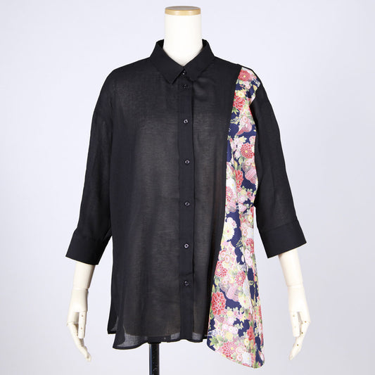 [One-of-a-kind] TKg Autumn Flower Japanese Pattern Left Japanese Pattern Shirt