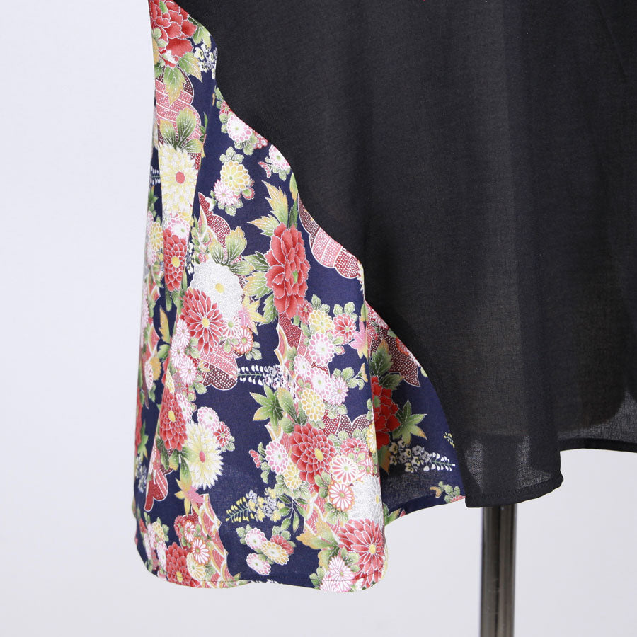 【一点物】TKg 秋の花和柄 左和柄シャツ
