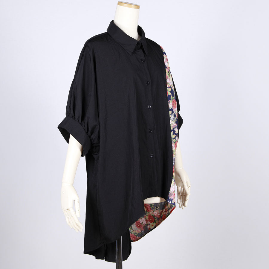 [One-of-a-kind] TKg Japanese autumn flower pattern shirt with long back