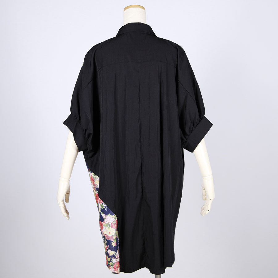 [One-of-a-kind] TKg Japanese autumn flower pattern shirt with long back