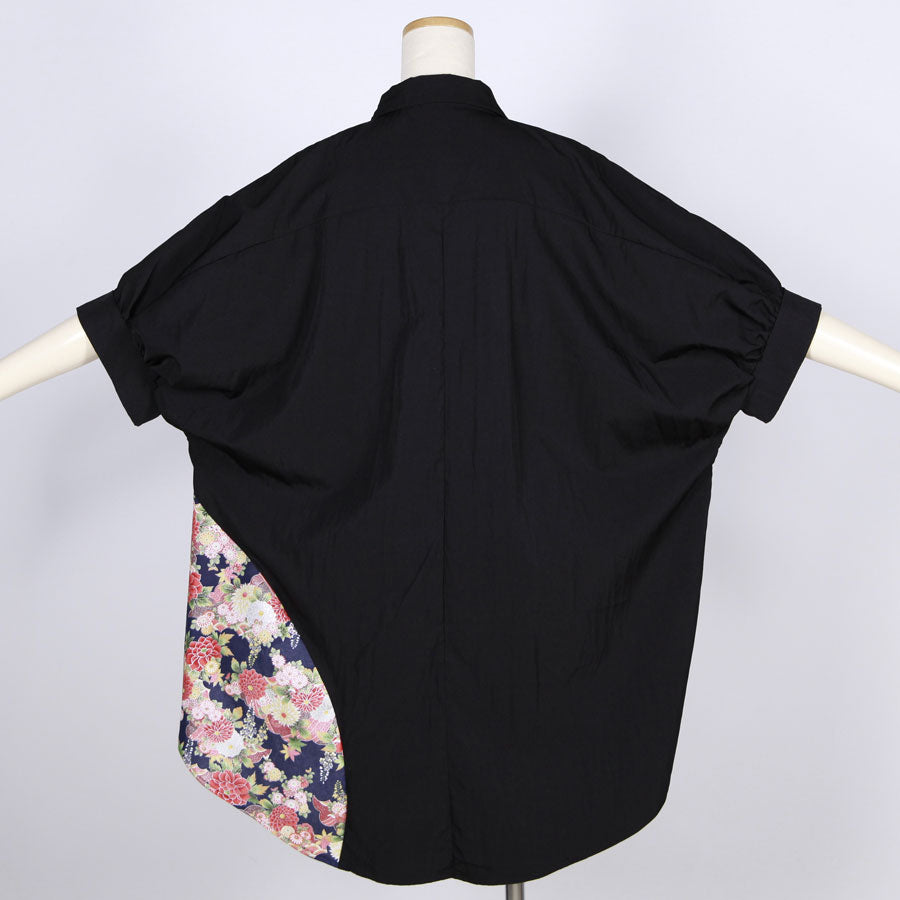 [One-of-a-kind] TKg Japanese autumn flower pattern shirt with long back