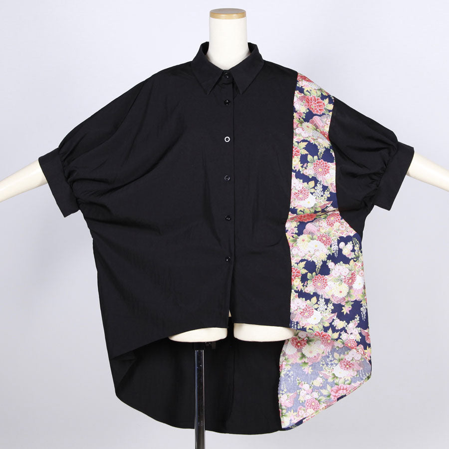 [One-of-a-kind] TKg Japanese autumn flower pattern shirt with long back