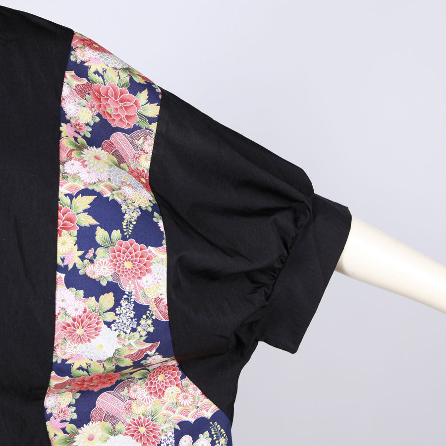 [One-of-a-kind] TKg Japanese autumn flower pattern shirt with long back