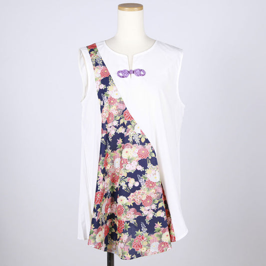 [One-of-a-kind item] TKg Autumn Flower Japanese Pattern Sleeveless Blouse